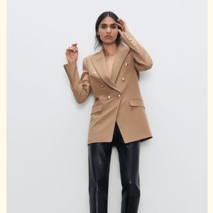 NWOT Zara Double Breasted Camel Blazer
